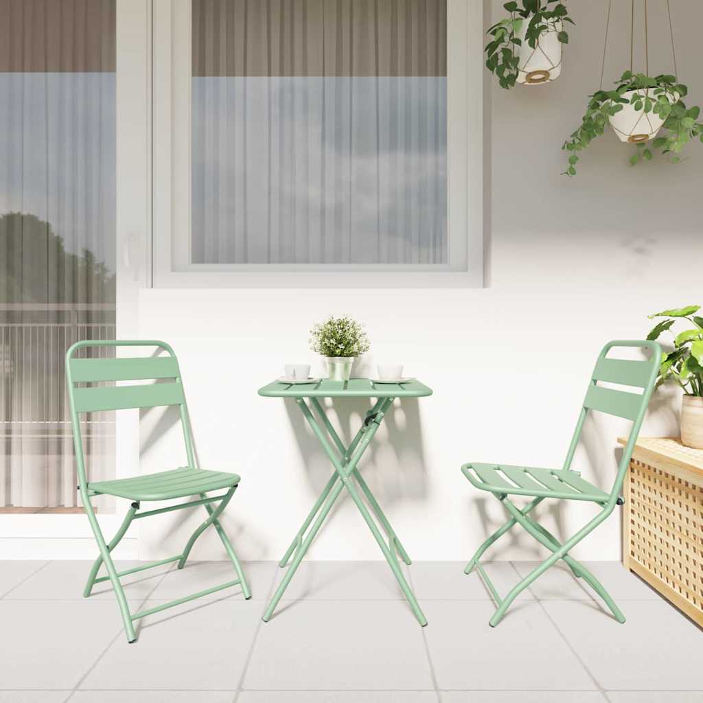 vidaXL Garden Folding Chair Folding 2 pcs Green 55 x 56.5 x 91cm Steel