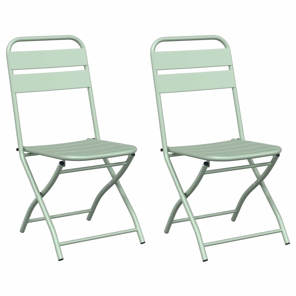 vidaXL Garden Folding Chair Folding 2 pcs Green 55 x 56.5 x 91cm Steel