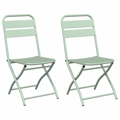 vidaXL Garden Folding Chair Folding 2 pcs Green 55 x 56.5 x 91cm Steel