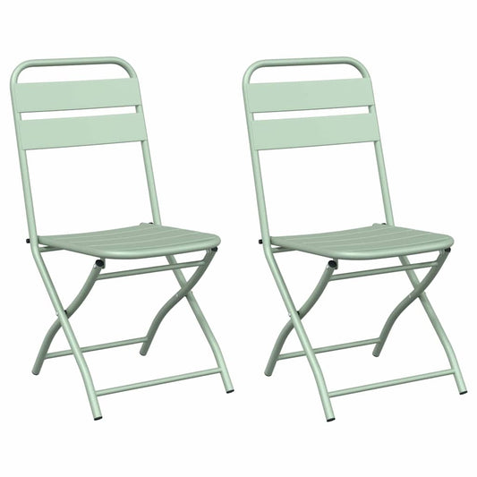 vidaXL Garden Folding Chair Folding 2 pcs Green 55 x 56.5 x 91cm Steel