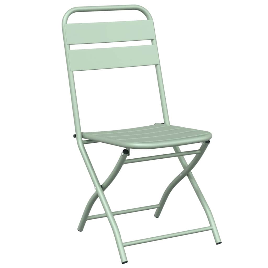 vidaXL Garden Folding Chair Folding 2 pcs Green 55 x 56.5 x 91cm Steel