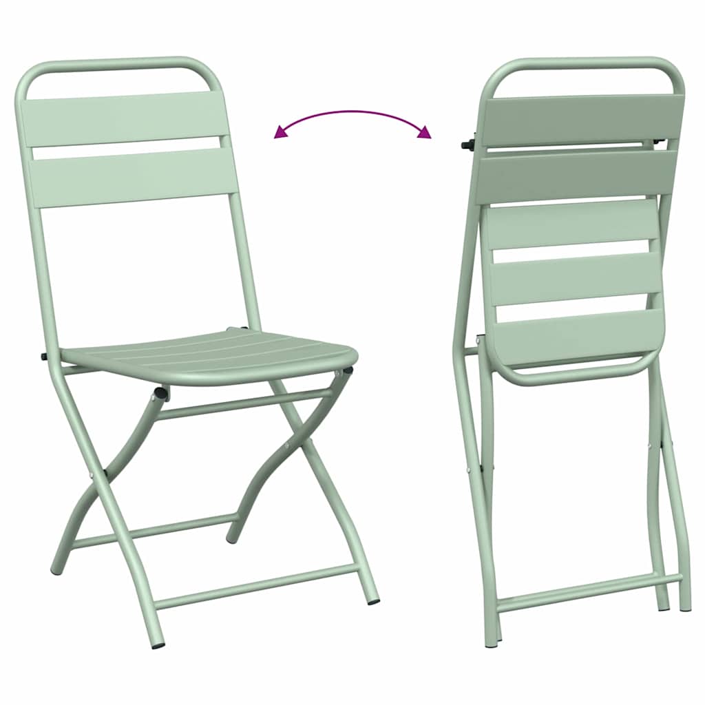 vidaXL Garden Folding Chair Folding 2 pcs Green 55 x 56.5 x 91cm Steel