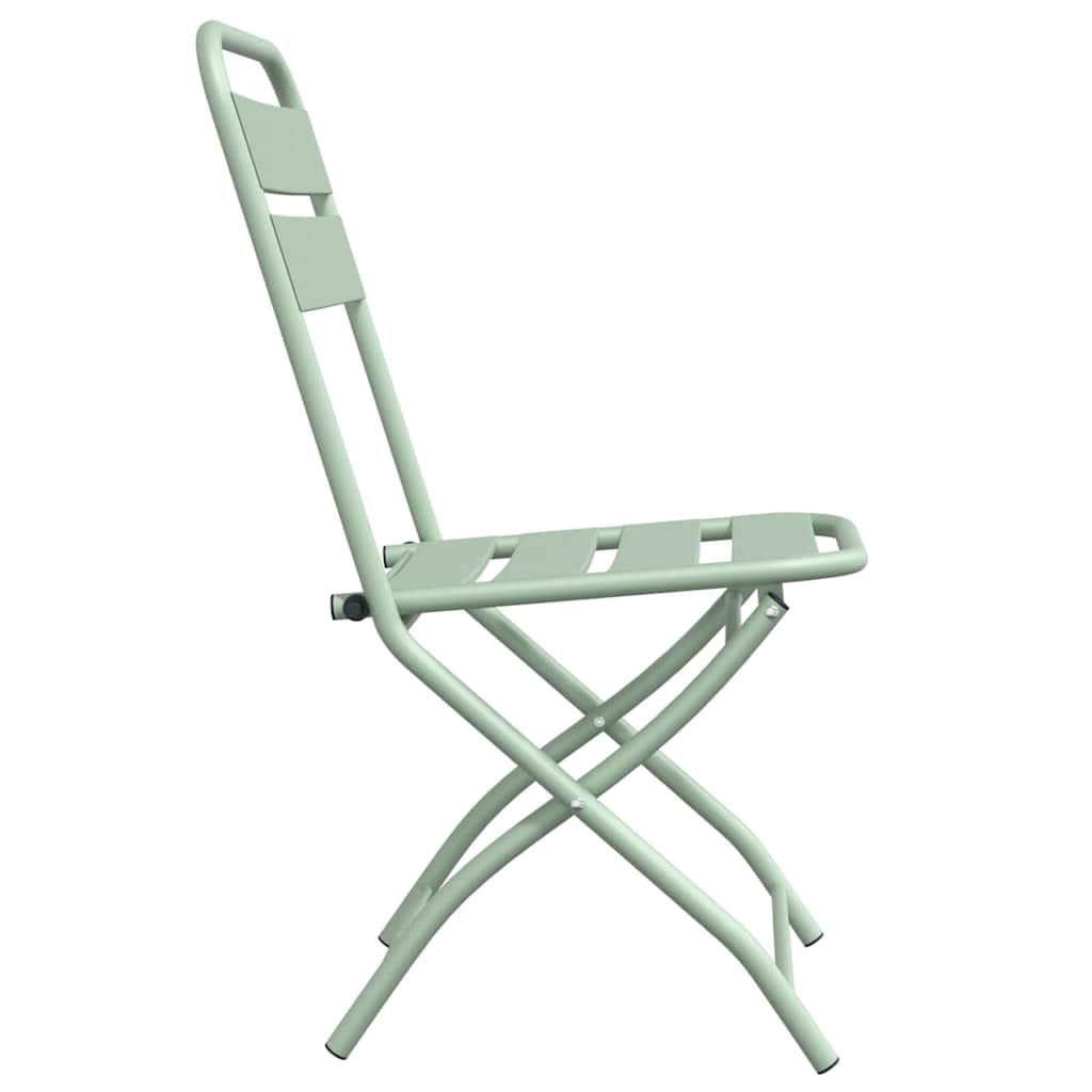 vidaXL Garden Folding Chair Folding 2 pcs Green 55 x 56.5 x 91cm Steel