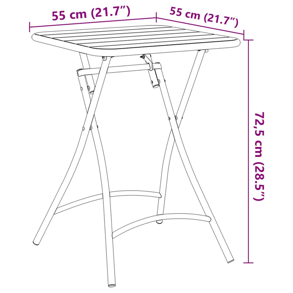 vidaXL Bistro Table Anthracite 55 x 55 x 72.5 cm Powder-coated Steel