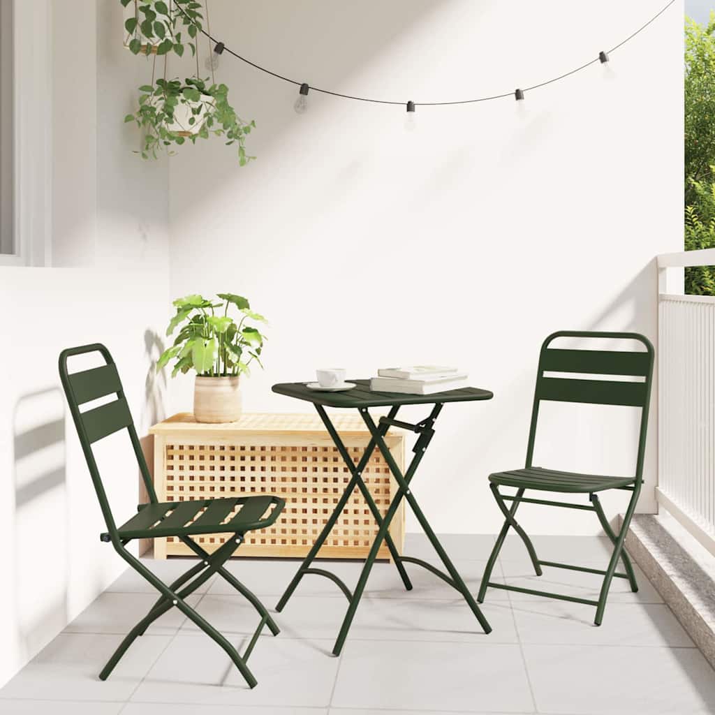 vidaXL Bistro Set 3 pcs Green Steel