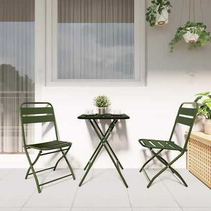 vidaXL Bistro Set 3 pcs Green Steel