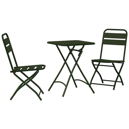 vidaXL Bistro Set 3 pcs Green Steel