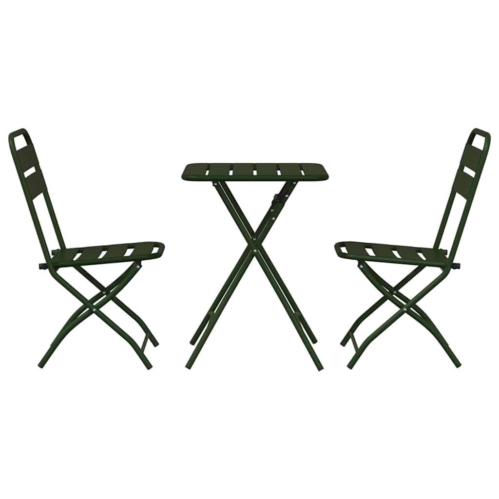 vidaXL Bistro Set 3 pcs Green Steel