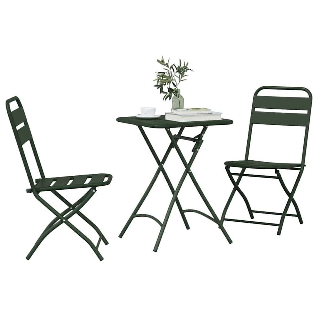 vidaXL Bistro Set 3 pcs Green Steel