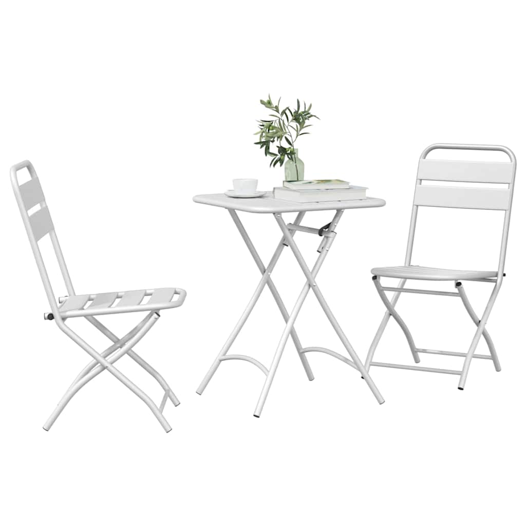 vidaXL Bistro Set 3 pcs White Steel