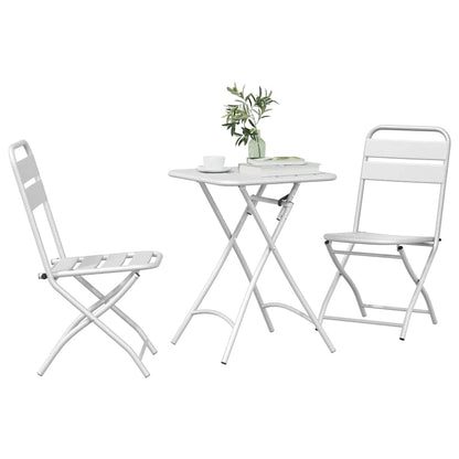 vidaXL Bistro Set 3 pcs White Steel