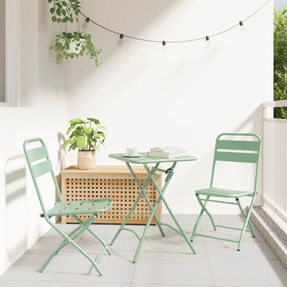 vidaXL Bistro Set 3 pcs Green Steel