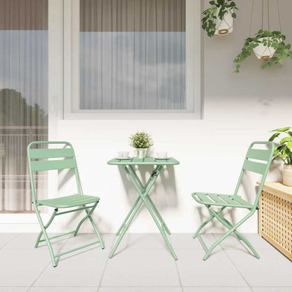 vidaXL Bistro Set 3 pcs Green Steel