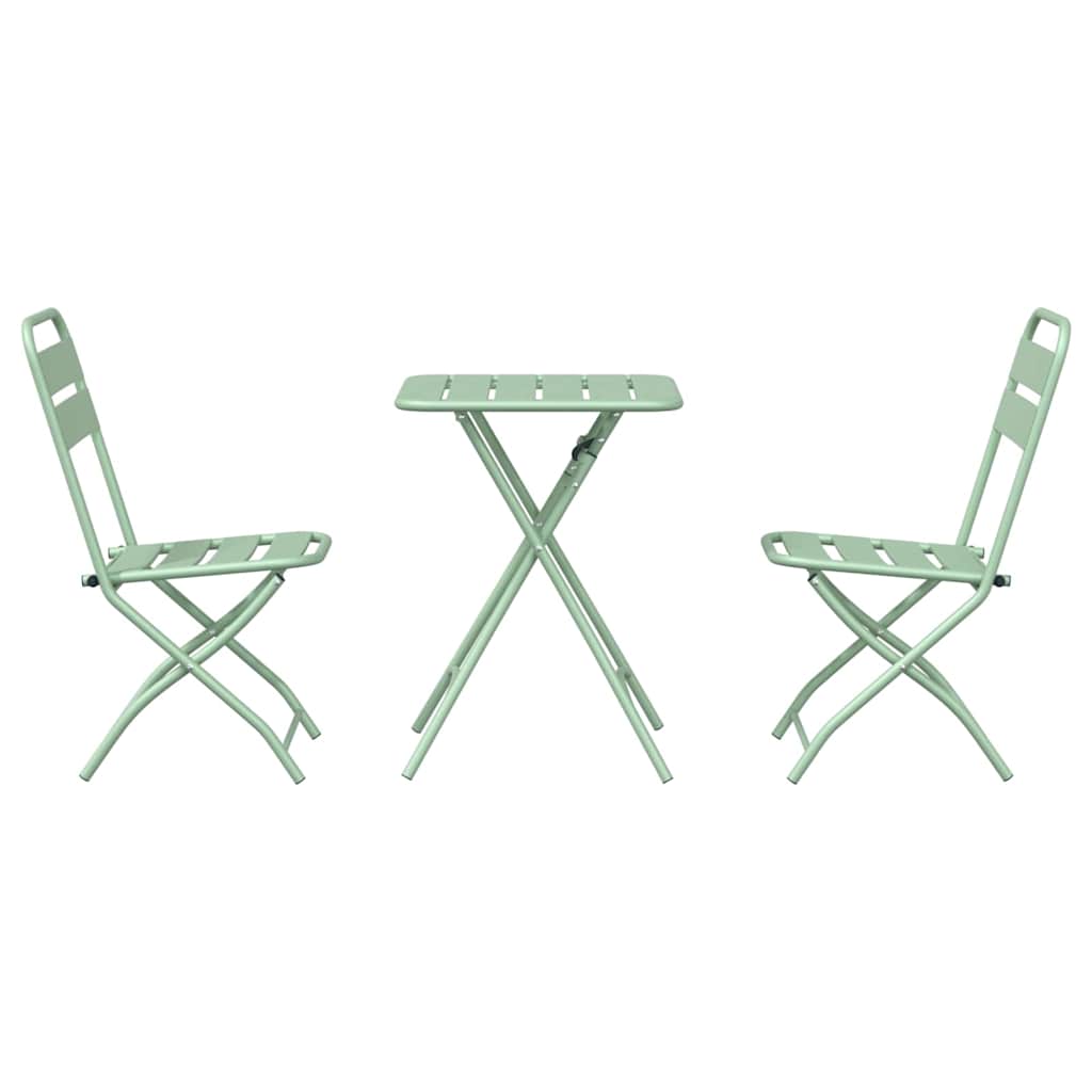 vidaXL Bistro Set 3 pcs Green Steel