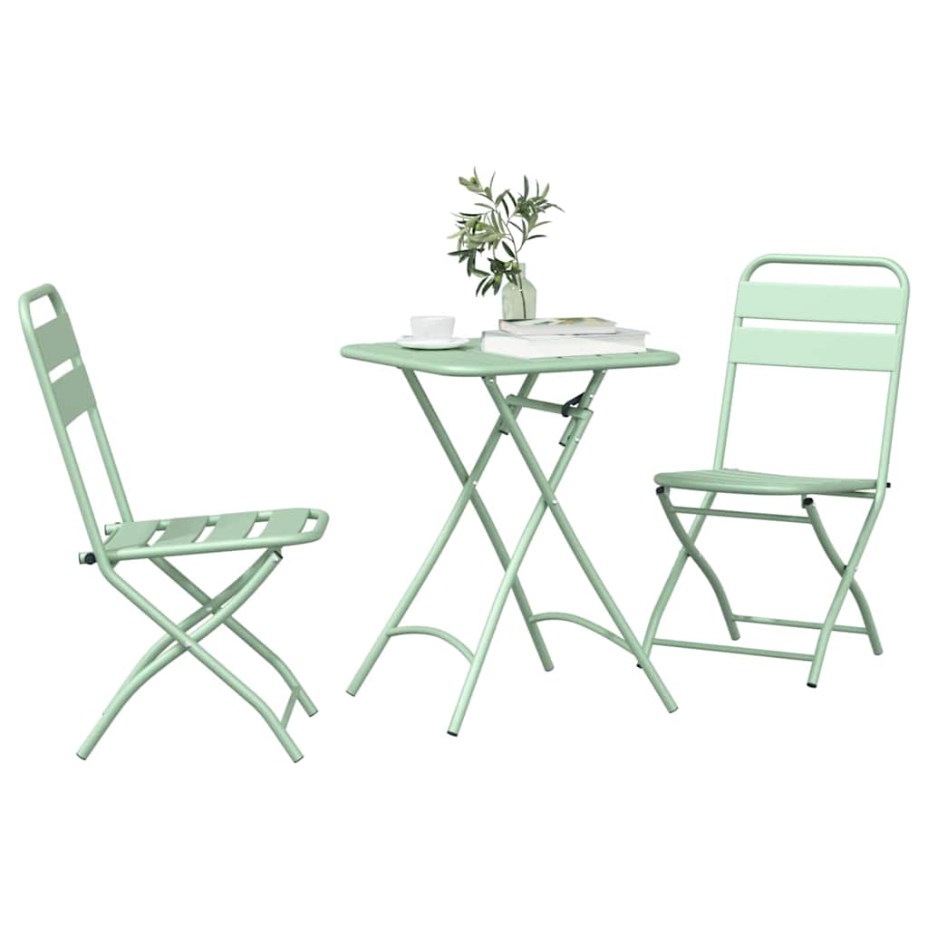 vidaXL Bistro Set 3 pcs Green Steel