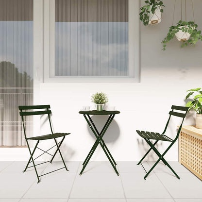 vidaXL Garden Folding Chair Folding 2 pcs Green 42 x 46 x 82cm Metal