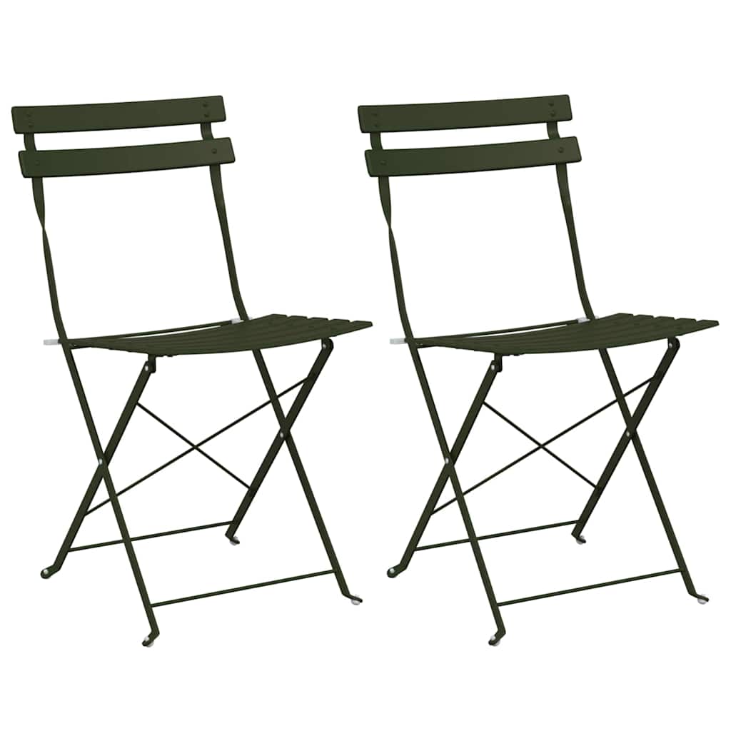 vidaXL Garden Folding Chair Folding 2 pcs Green 42 x 46 x 82cm Metal