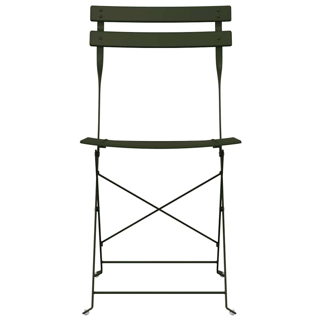 vidaXL Garden Folding Chair Folding 2 pcs Green 42 x 46 x 82cm Metal