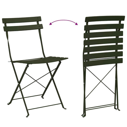 vidaXL Garden Folding Chair Folding 2 pcs Green 42 x 46 x 82cm Metal