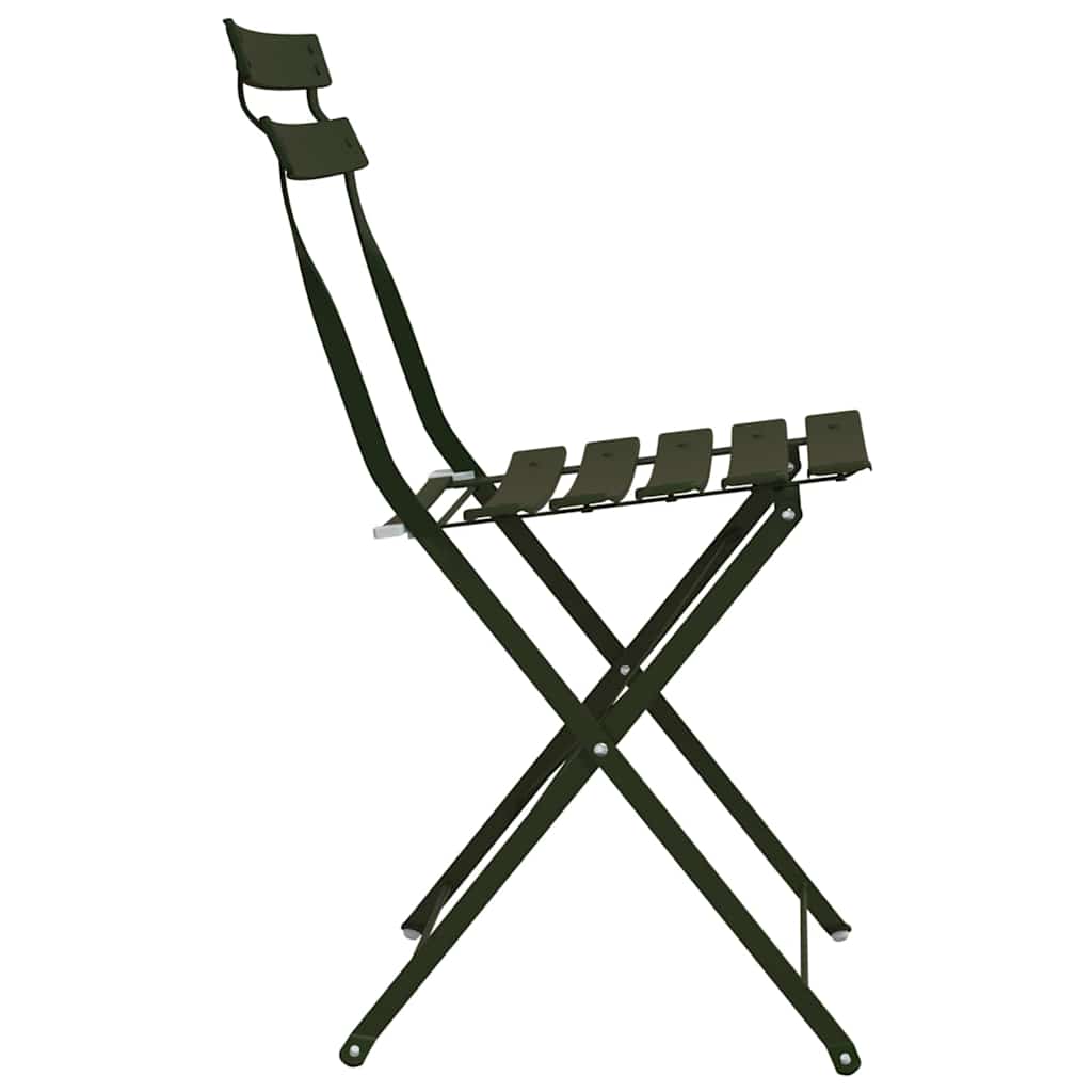 vidaXL Garden Folding Chair Folding 2 pcs Green 42 x 46 x 82cm Metal