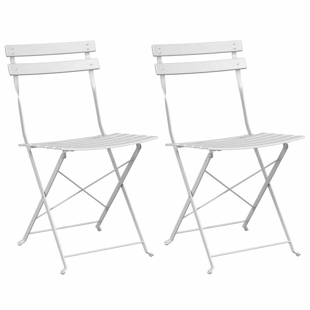 vidaXL Garden Folding Chair Folding 2 pcs White 42 x 46 x 82cm Metal