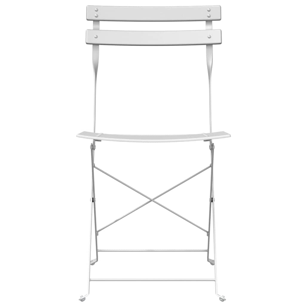 vidaXL Garden Folding Chair Folding 2 pcs White 42 x 46 x 82cm Metal