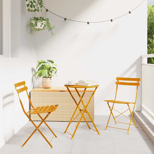 vidaXL Garden Folding Chair 2 pcs Mustard Metal