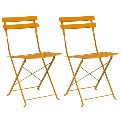vidaXL Garden Folding Chair Folding 2 pcs Mustard 42 x 46 x 82cm Metal