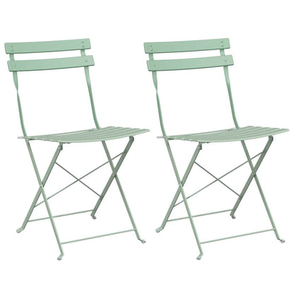 vidaXL Garden Folding Chair Folding 2 pcs Green 42 x 46 x 82cm Steel