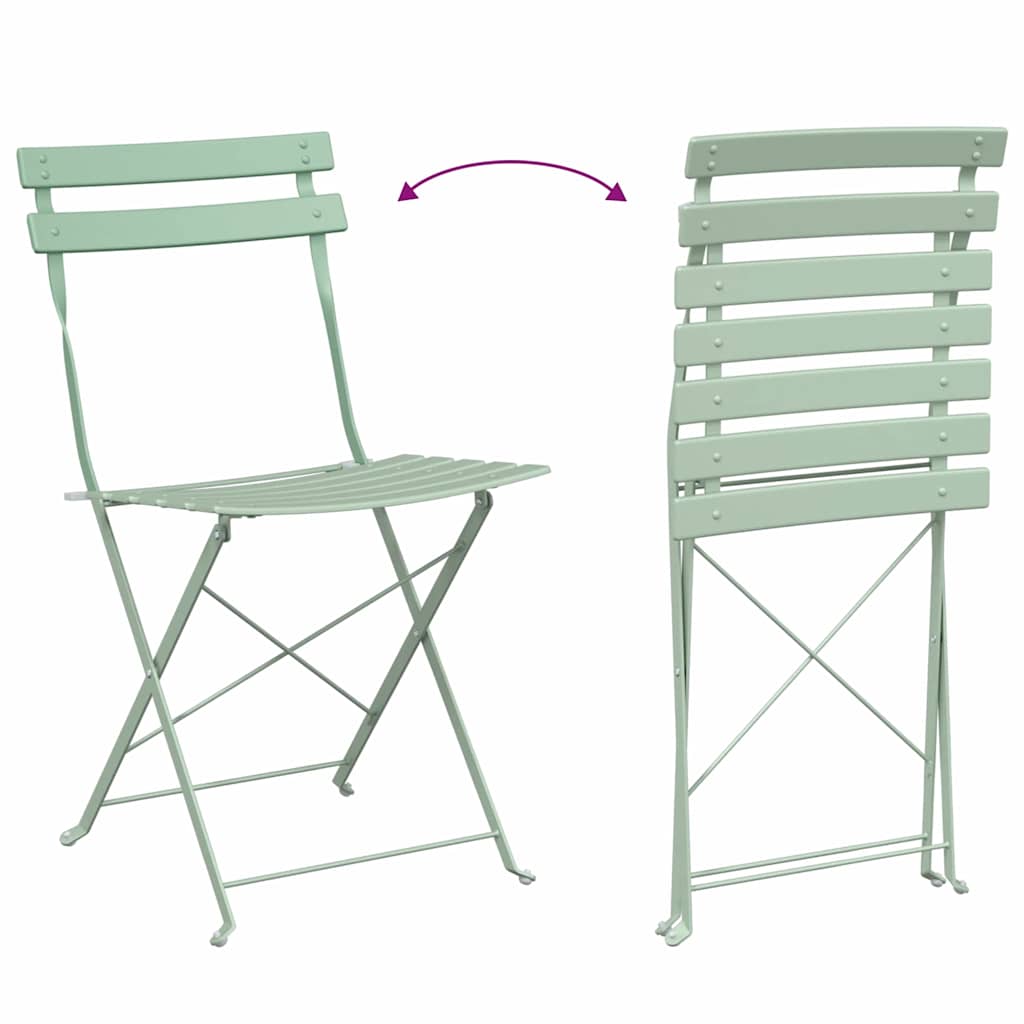 vidaXL Garden Folding Chair Folding 2 pcs Green 42 x 46 x 82cm Steel