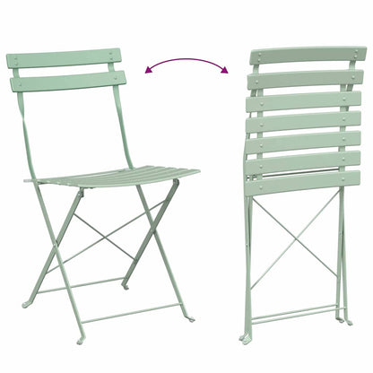vidaXL Garden Folding Chair Folding 2 pcs Green 42 x 46 x 82cm Steel