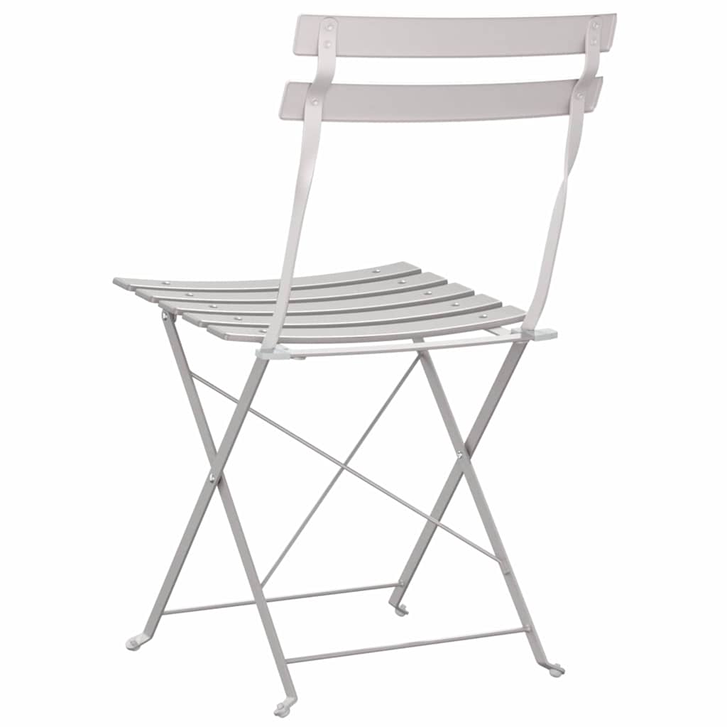 vidaXL Garden Folding Chair Folding 2 pcs Beige 42 x 46 x 82cm Metal