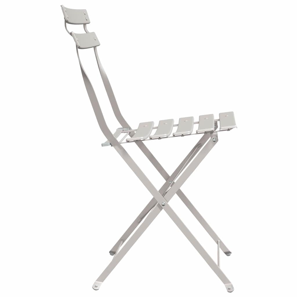 vidaXL Garden Folding Chair Folding 2 pcs Beige 42 x 46 x 82cm Metal