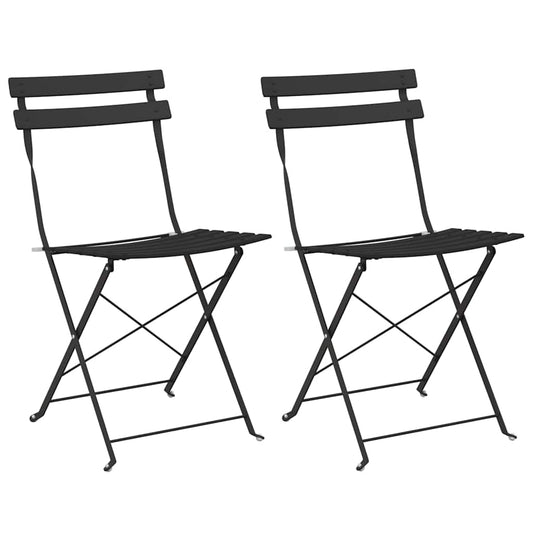 vidaXL Garden Folding Chair 2 pcs Anthracite Metal
