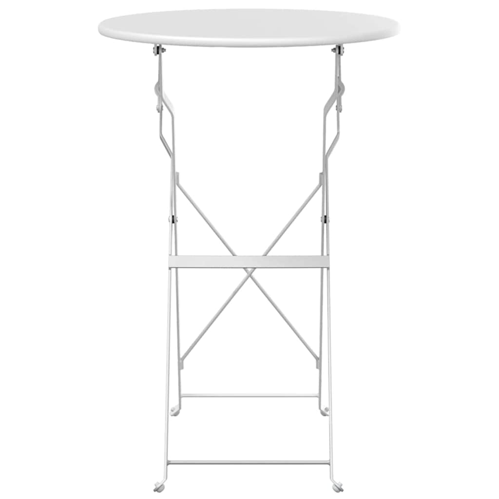vidaXL Bistro Table Folding White Ø 50 x 71 cm Powder-coated Steel