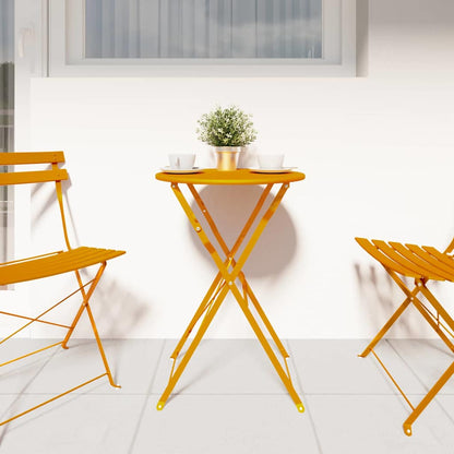 vidaXL Bistro Table Folding Mustard Ø 50 x 71 cm Powder-coated Steel
