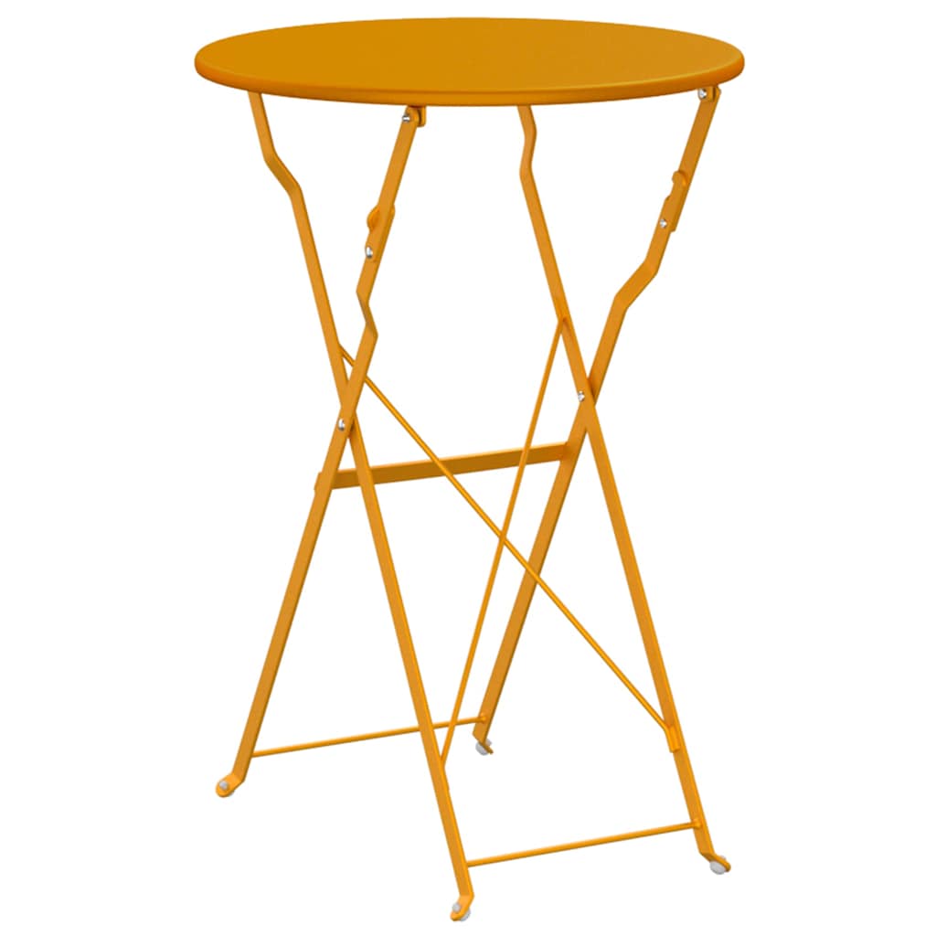 vidaXL Bistro Table Folding Mustard Ø 50 x 71 cm Powder-coated Steel