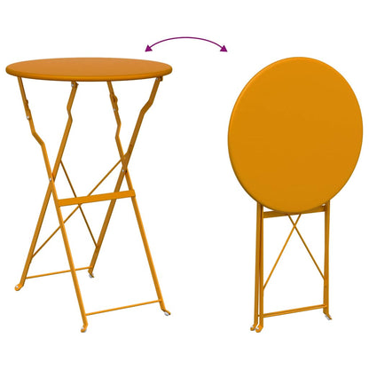 vidaXL Bistro Table Folding Mustard Ø 50 x 71 cm Powder-coated Steel