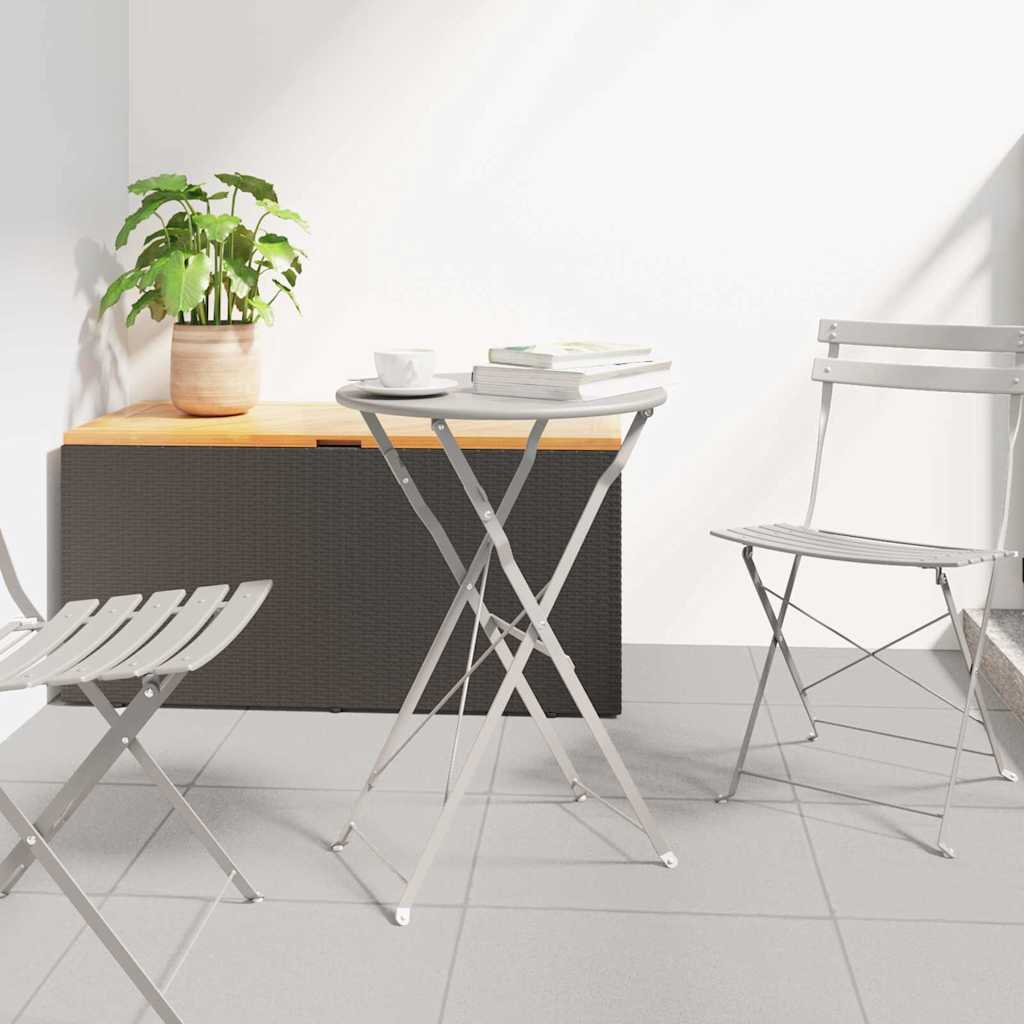 vidaXL Bistro Table Folding Beige Ø 50 x 71 cm Powder-coated Steel