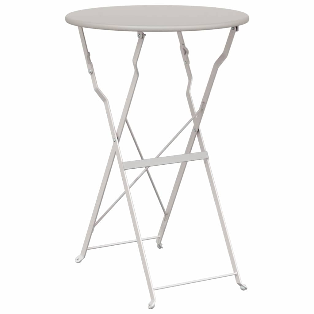 vidaXL Bistro Table Folding Beige Ø 50 x 71 cm Powder-coated Steel