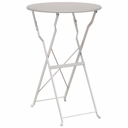 vidaXL Bistro Table Folding Beige Ø 50 x 71 cm Powder-coated Steel