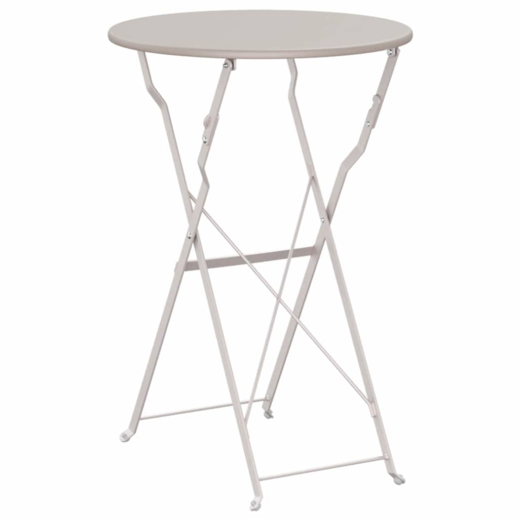 vidaXL Bistro Table Folding Beige Ø 50 x 71 cm Powder-coated Steel