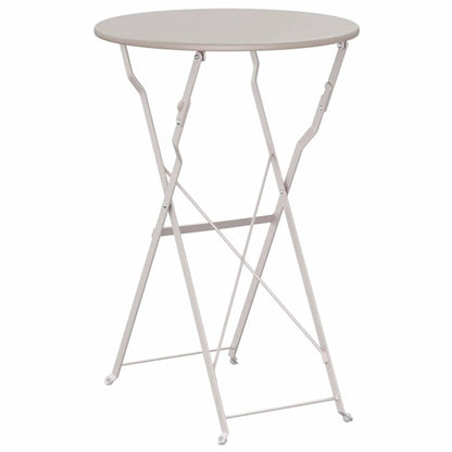 vidaXL Bistro Table Folding Beige Ø 50 x 71 cm Powder-coated Steel