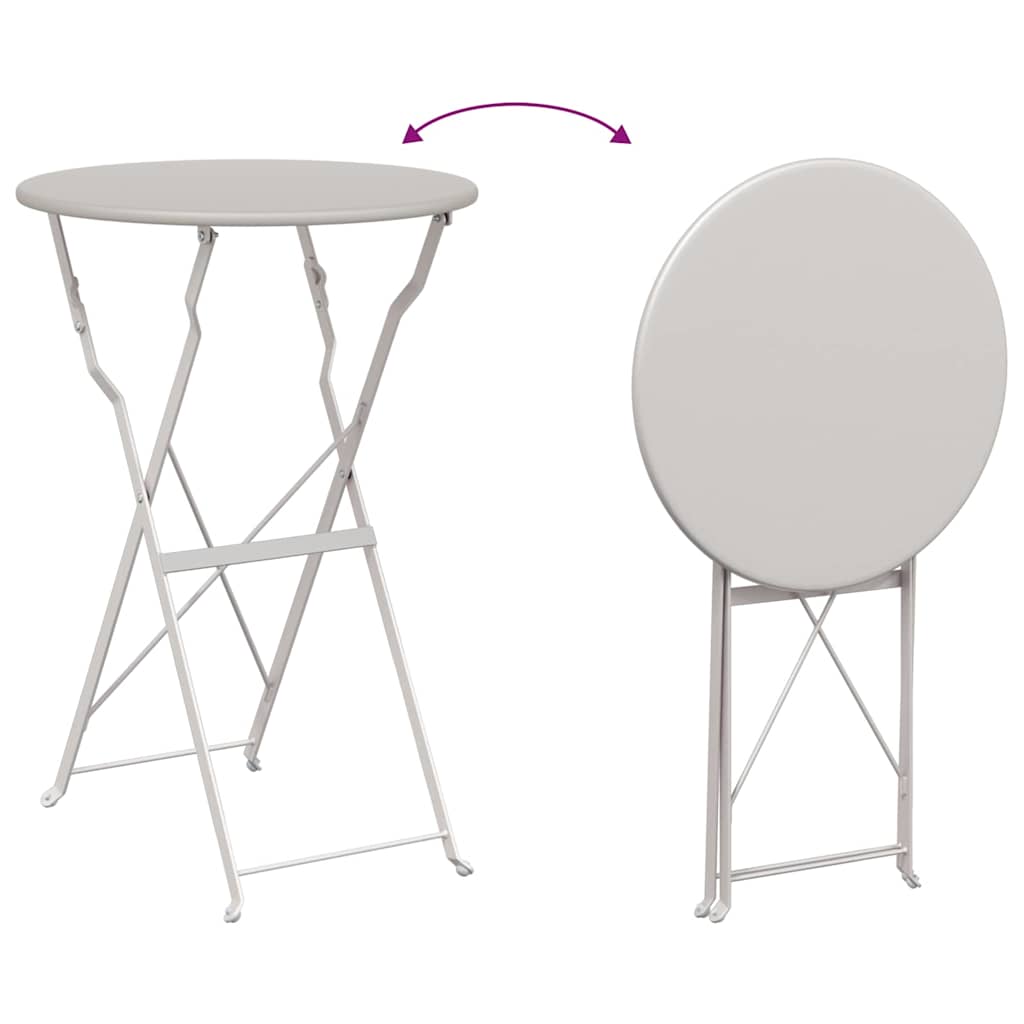 vidaXL Bistro Table Folding Beige Ø 50 x 71 cm Powder-coated Steel