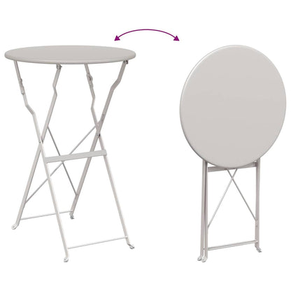 vidaXL Bistro Table Folding Beige Ø 50 x 71 cm Powder-coated Steel