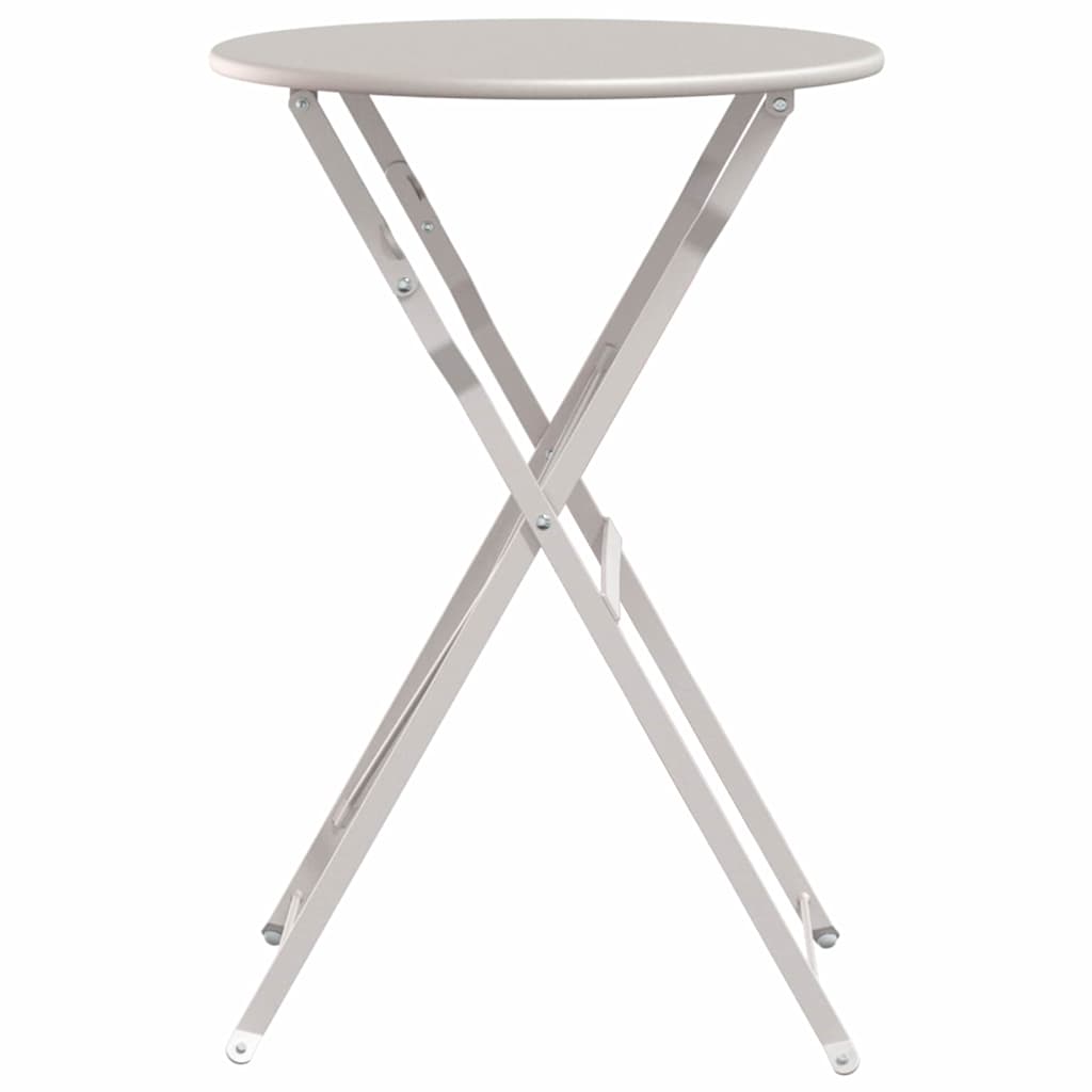 vidaXL Bistro Table Folding Beige Ø 50 x 71 cm Powder-coated Steel