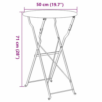 vidaXL Bistro Table Folding Beige Ø 50 x 71 cm Powder-coated Steel