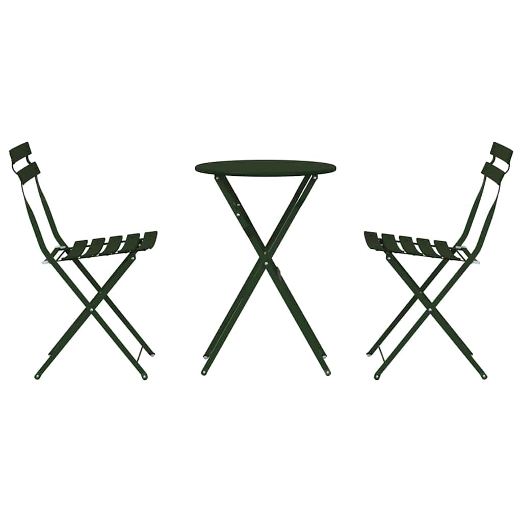 vidaXL Folding Bistro Set 3 pcs Forest Steel