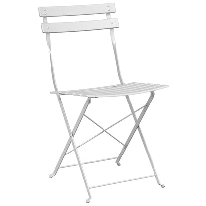 vidaXL Folding Bistro Set 3 pcs White Steel