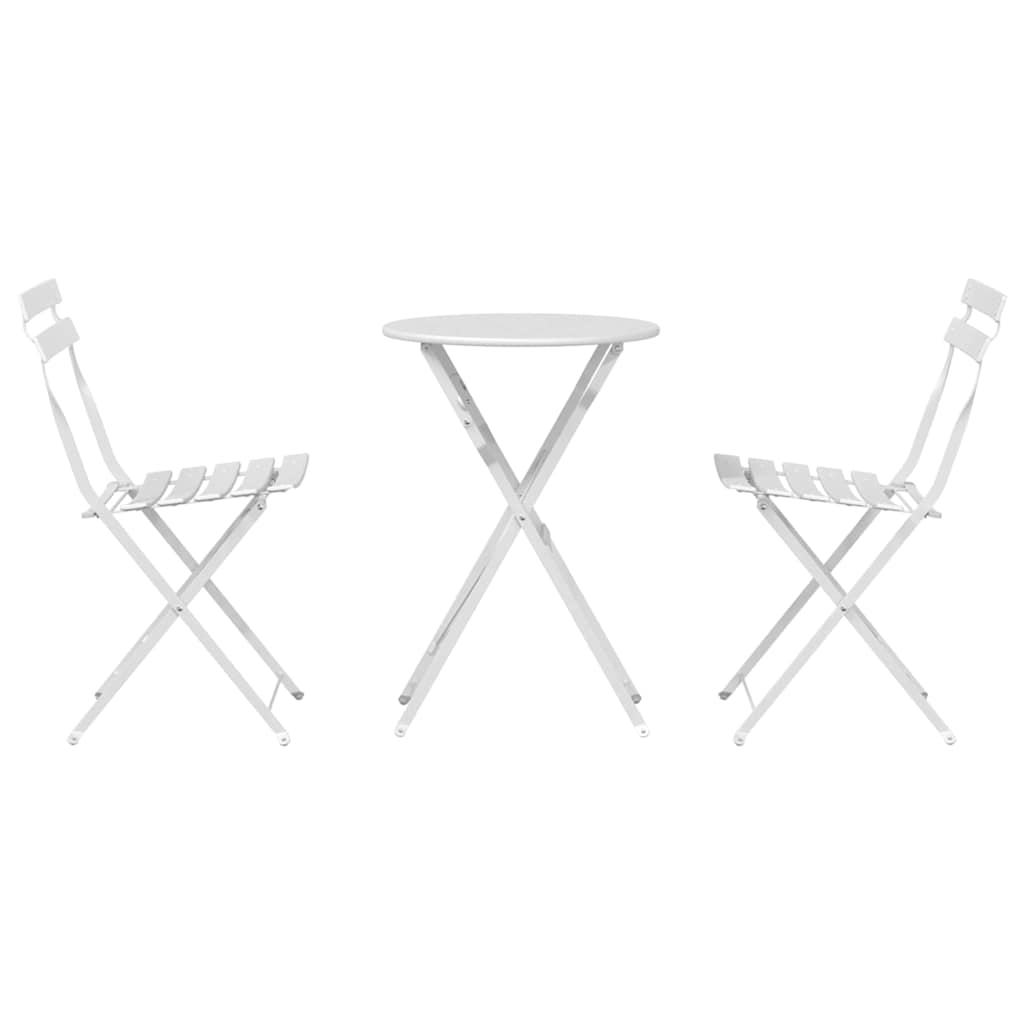 vidaXL Folding Bistro Set 3 pcs White Steel